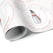 Papier Cadeau Cute Aquarelle Snowman Nom de famille Polka Dot (Coin rond)