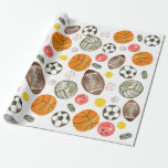 Papier Cadeau Cute Aquarelle Sports Ball Enfants Anniversaire<br><div class="desc">Cute Aquarelle Sports Ball Enfants Plaques de papier d'anniversaire</div>