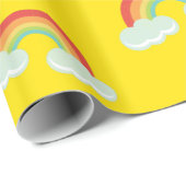 Papier Cadeau Cute arc-en-ciel avec Motif nuages (Coin rond)