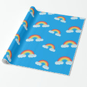 Papier Cadeau Cute arc-en-ciel avec Motif nuages (Déroulé)