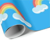 Papier Cadeau Cute arc-en-ciel avec Motif nuages (Coin rond)