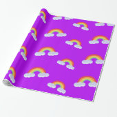 Papier Cadeau Cute arc-en-ciel avec Motif nuages (Déroulé)