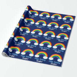 Papier Cadeau Cute arc-en-ciel Motif personnalisé bleu Anniversa