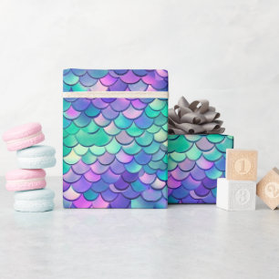 Papier Cadeau Cute arc-en-ciel Sirène échelles Océan Anniversair