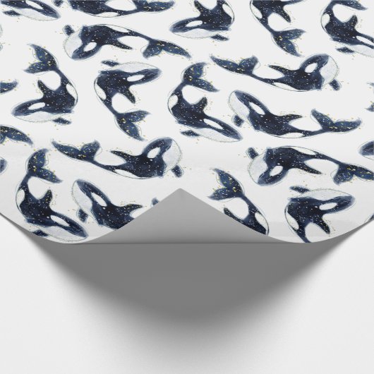 Papier Cadeau Cute Arctic Orca Motif Blanc (Coin)