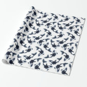 Papier Cadeau Cute Arctic Orca Motif Blanc (Déroulé)