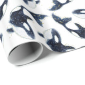 Papier Cadeau Cute Arctic Orca Motif Blanc (Coin rond)