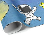 Papier Cadeau Cute astronaute étoile spatiale Planète (Coin rond)