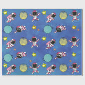 Papier Cadeau Cute astronaute étoile spatiale Planète (Plat)