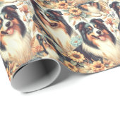 Papier Cadeau Cute Australian Shepherd peinture Vintage (Coin rond)