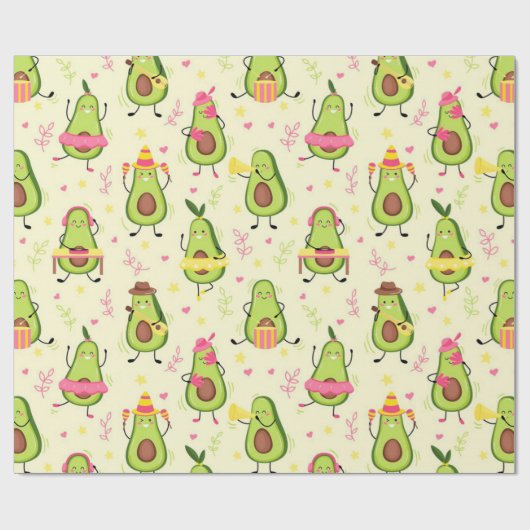 Papier Cadeau Cute Avocado Pattern  (Plat)