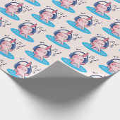 Papier Cadeau Cute Axolotl Écouter De La Musique (Coin)