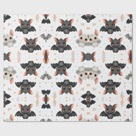 Papier Cadeau Cute Baby Bats Halloween Wrapping Paper (Plat)