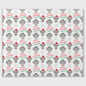Papier Cadeau Cute Baby Elephant Santa Hat Christmas (Plat)