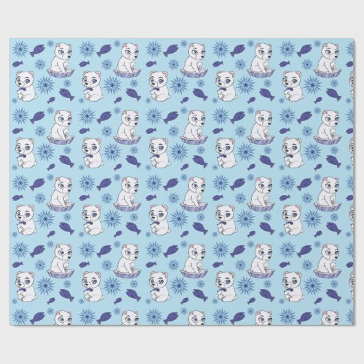 Papier Cadeau Cute Baby Polar Bears Pattern Wrapping Paper (Plat)