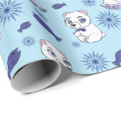 Papier Cadeau Cute Baby Polar Bears Pattern Wrapping Paper (Coin rond)