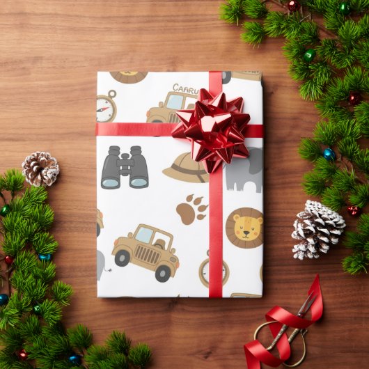 Papier Cadeau Cute Baby Safari Animals Pattern Wrapping Paper (Cadeau de vacances)