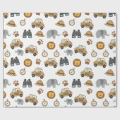 Papier Cadeau Cute Baby Safari Animals Pattern Wrapping Paper (Plat)