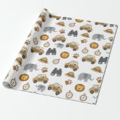 Papier Cadeau Cute Baby Safari Animals Pattern Wrapping Paper (Déroulé)