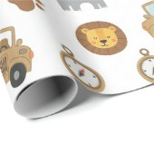 Papier Cadeau Cute Baby Safari Animals Pattern Wrapping Paper (Coin rond)