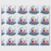 Papier Cadeau Cute Baby shower octopus aquarelle (Plat)