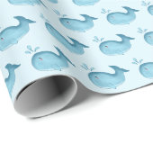Papier Cadeau Cute Baby Whale Wrapping Paper (Coin rond)