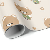 Papier Cadeau Cute Bear Barista (Coin rond)
