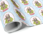 Papier Cadeau Cute Bear Holding Gingerbread House Holiday Wrap (Coin rond)