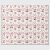 Papier Cadeau Cute Bear Rose 1er Anniversaire Nom Papier d'envel (Plat)