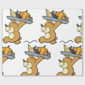 Papier Cadeau Cute Bear transportant une cueillette festive Plat (Plat)