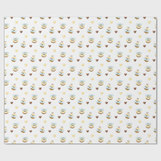 Papier Cadeau Cute Bees & Hearts Gift Wrapping Paper