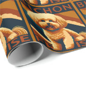 Papier Cadeau Cute Bichon Frise Chien Chien Chien Chien Retro Po (Coin rond)