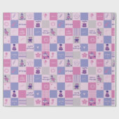 Papier Cadeau Cute Birthday Squares – Pink modern Pattern (Plat)