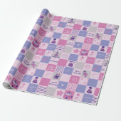 Papier Cadeau Cute Birthday Squares – Pink modern Pattern (Déroulé)