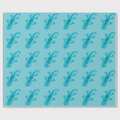 Papier Cadeau Cute Bleu Lizard Gecko Dessin Enfants (Plat)