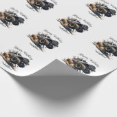 Papier Cadeau Cute Blue Brown Race Monster Camion Enfants Annive (Coin)