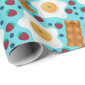 Papier Cadeau Cute Blue Eggs Bacon Strawberries Blueberries  (Coin rond)