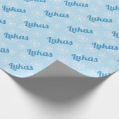 Papier Cadeau Cute Blue Snowflake Personnalisé Garçons Noël (Coin)