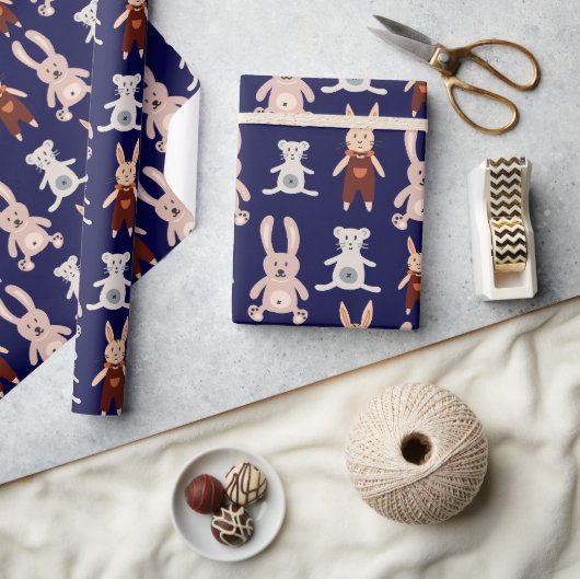 Papier Cadeau Cute Blue Teddy Bear Motif de jouet de chat (Artisanat)