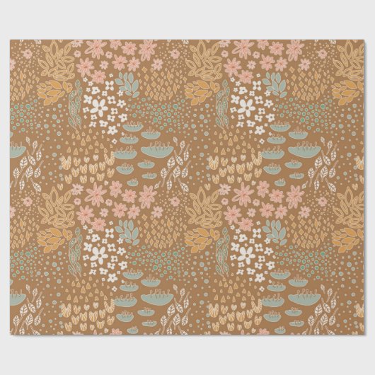 Papier Cadeau Cute Boho Floral (Plat)