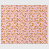 Papier Cadeau Cute Boho Rainbow Hearts Motif en rose orange (Plat)