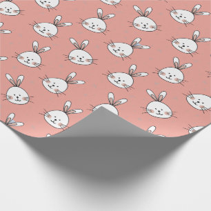 Papier Cadeau Cute Bunnies Motif sur Blush Pink