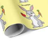 Papier Cadeau Cute bunny rabbit with vegetables (Coin rond)