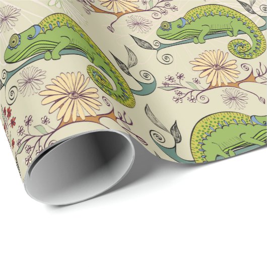 Papier Cadeau Cute cameleon Lizard (Coin rond)