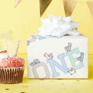 Papier Cadeau Cute Canards Big One Boy 1er Anniversaire Envelopp