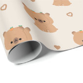 Papier Cadeau Cute Capybara Couple (Coin rond)