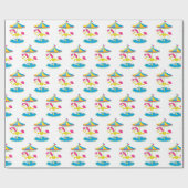 Papier Cadeau Cute Carousel cheval thème parc d'attractions (Plat)