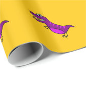 Papier Cadeau Cute cartoon angry purple dinosaure (Coin rond)