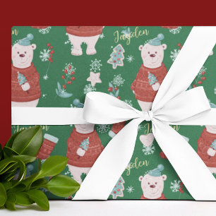 Papier Cadeau Cute Cartoon Animaux Ours Polaire Personnalisé