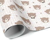 Papier Cadeau Cute Cartoon Bear Pattern Wrapping Paper Roll (Coin rond)